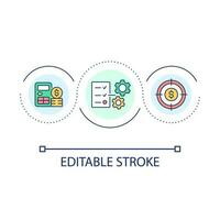 Financial liability loop concept icon. Income statement abstract idea thin line illustration. Calculating profitability. Generate revenue. Isolated outline drawing. Editable stroke vector