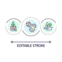 Agricultural soil bacteria loop concept icon. Organic decomposition abstract idea thin line illustration. Microbes. Biological process. Isolated outline drawing. Editable stroke vector