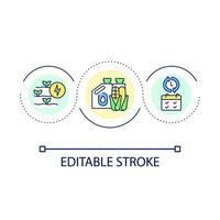 biomasa energía lazo concepto icono. inteligente agricultura resumen idea Delgado línea ilustración. regular electricidad generación. agroindustria aislado contorno dibujo. editable carrera vector