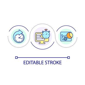 Time management software loop concept icon. Work reporting. Task tracker. Employee productivity abstract idea thin line illustration. Isolated outline drawing. Editable stroke vector