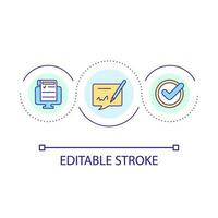 Digital contract management loop concept icon. E-signatures. Business activities coordination abstract idea thin line illustration. Isolated outline drawing. Editable stroke vector