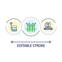 Automating lawn mowing loop concept icon. Smart gardening abstract idea thin line illustration. Cutting grass. Robot mower. Agribusiness. Isolated outline drawing. Editable stroke vector