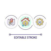 Research rental prices loop concept icon. Find apartment. Property management abstract idea thin line illustration. Residential real estate. Isolated outline drawing. Editable stroke vector