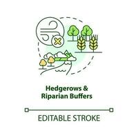 Hedgerows and riparian buffers concept icon. Regenerative agriculture technique abstract idea thin line illustration. Isolated outline drawing. Editable stroke vector