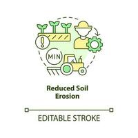 Reduced soil erosion concept icon. Regenerative agriculture. Ecological benefit abstract idea thin line illustration. Isolated outline drawing. Editable stroke vector