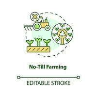 No-till farming concept icon. No soil tillage. Regenerative agriculture technique abstract idea thin line illustration. Isolated outline drawing. Editable stroke vector