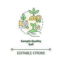 Sample quality soil concept icon. Analyze topsoil layer. Soil health abstract idea thin line illustration. Isolated outline drawing. Editable stroke vector