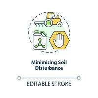 Minimizing soil disturbance concept icon. Principle of regenerative farming abstract idea thin line illustration. Isolated outline drawing. Editable stroke vector