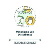 Minimizing soil disturbance concept icon. Principle of regenerative farming abstract idea thin line illustration. Isolated outline drawing. Editable stroke vector