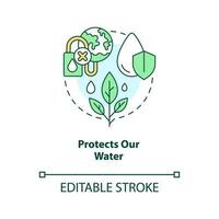 Protects our water concept icon. Freshwater conservation. Regenerative food abstract idea thin line illustration. Isolated outline drawing. Editable stroke vector