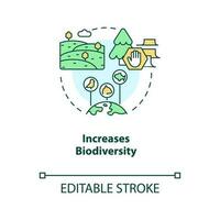 Increase biodiversity concept icon. Agricultural expansion. Regenerative food abstract idea thin line illustration. Isolated outline drawing. Editable stroke vector