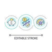 Reducing business expenses loop concept icon. Lowering operating costs abstract idea thin line illustration. Improve company productivity. Isolated outline drawing. Editable stroke vector