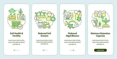 Ecological benefits onboarding mobile app screen. Regenerative farming walkthrough 4 steps editable graphic instructions with linear concepts. UI, UX, GUI templated vector