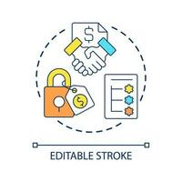 Fixed price contract concept icon. Agreement with responsibilities abstract idea thin line illustration. Company financial statements. Isolated outline drawing. Editable stroke vector