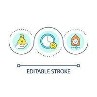 Hourly wage loop concept icon. Cash compensation for job. Fixed salary abstract idea thin line illustration. Pay period. Hourly worker. Isolated outline drawing. Editable stroke vector