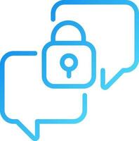 confidencial conversacion píxel Perfecto degradado lineal vector icono. charla globos con candado. seguro comunicación. Delgado línea color símbolo. moderno estilo pictograma. vector aislado contorno dibujo