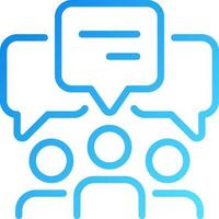 Group discussion pixel perfect gradient linear vector icon. Speech balloons over people crowd. Communication process. Thin line color symbol. Modern style pictogram. Vector isolated outline drawing