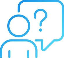 Asking question pixel perfect gradient linear vector icon. Confused person with speech bubble. Information support. Thin line color symbol. Modern style pictogram. Vector isolated outline drawing