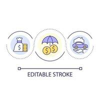 Insurance service loop concept icon. Financial coverage of property. Compensation for specified loss abstract idea thin line illustration. Isolated outline drawing. Editable stroke vector