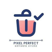 Successfully deleted pixel perfect gradient fill ui icon. Trash can. Removing confirm. Check mark. Modern colorful line symbol. GUI, UX design for app, web. Vector isolated editable RGB element