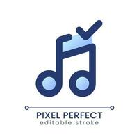 Confirmed music pixel perfect gradient fill ui icon. Add song to video. Approved audio track. Modern colorful line symbol. GUI, UX design for app, web. Vector isolated editable RGB element