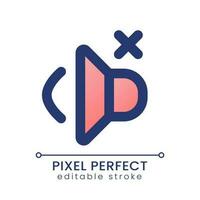 Volume off pixel perfect gradient fill ui icon. Mute audio in video. Remove sound. Silent speaker. Modern colorful line symbol. GUI, UX design for app, web. Vector isolated editable RGB element