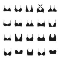 A set of bras. Bras. Silhouette. Vector illustration.