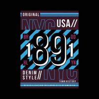 nyc denim style abstract, typography design vector, graphic illustration, for t shirt vector