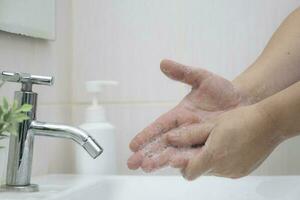 Personal hygiene, cleansing the hands. photo