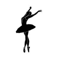 Ballerina silhouette flat vector on white background. Collection of ballet dance positions. Black and white ballet dancer icon.