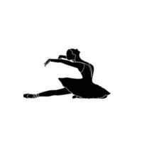 Ballerina silhouette flat vector on white background. Collection of ballet dance positions. Black and white ballet dancer icon.