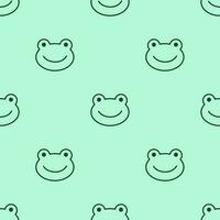 Frog muzzle. Toad character is in doodle style for designing baby clothes. Hand drawn seamless pattern with cartoon bear. Bohemian nursery print. Kids design texture for pajamas. Vector illustration