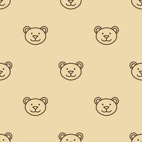 Bear muzzle. Bear character is in doodle style for designing baby clothes. Hand drawn seamless pattern with cartoon bear. Bohemian nursery print. Kids design texture for pajamas. Vector illustration
