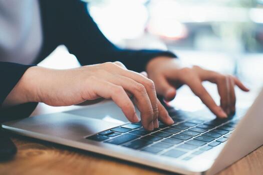 Closeup hand coding programing computer software. photo