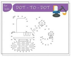 A game with numbers, an educational game from point to point for children, cartoon cars. Vector illustration on a white background.