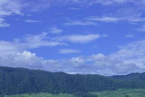 beautiful nature high mountains view clouds  blue sky background at countryside  of landscape hill photo