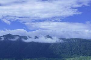 beautiful nature high mountains view clouds  blue sky background at countryside  of landscape hill photo