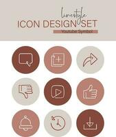 Linestyle Icon Design Set Youtube Symbol vector