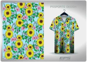 Vector hawaiian shirt background image.ivy flower and sunflower pattern design, illustration, textile background for hawaiian shirt,jersey hawaiian shirt