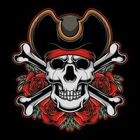 pirate skull illustration vector
