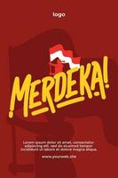 Indonesia independence day handwritten lettering text vector design. Merdeka translates to freedom