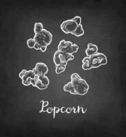 Popcorn. Chalk sketch on blackboard background. Hand drawn vector illustration. Retro style.