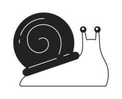 Snail with big golden spiral shell monochrome flat vector object. Editable black and white thin line icon. Simple cartoon clip art spot illustration for web graphic design