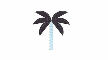 Palm tree leaves swaying in wind line 2D object animation. Tropical exotic tree for beach. Rainforest flat linear cartoon 4K video, alpha channel. Palm resort animated item on white background video