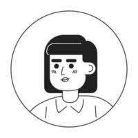 hermosa mujer con rosado pelo y Beto peinado monocromo plano lineal personaje cabeza. editable contorno mano dibujado humano cara icono. 2d dibujos animados Mancha vector avatar ilustración para animación