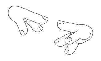 Fingers reaching together monochrome flat vector object. Try to touch. Editable black and white thin line icon. Simple cartoon clip art spot illustration for web graphic design