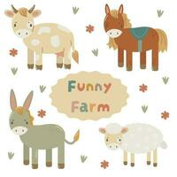 vector funny farm animals