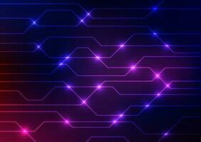 Digital link connecting neon light line technology background vector