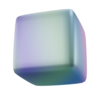 3d quadra objeto metal cubo abstrato geométrico forma. realista lustroso gradiente luxo modelo decorativo Projeto ilustração. minimalista brilhante elemento brincar isolado transparente png