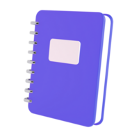3d violet cute empty notepad book stationery for school isolated transparent png. Simple render illustration. Design element for posters, banners, calendar and greeting card png